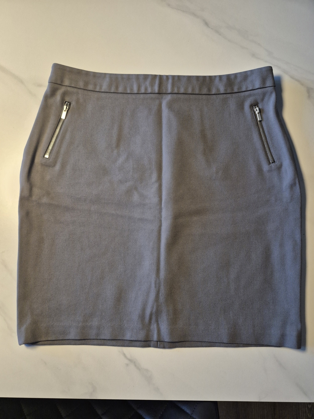 Gray Pencil Skirt with Zip Pocket Details